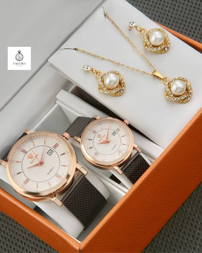 Elegance Duo Çift Saat ve Takı Seti