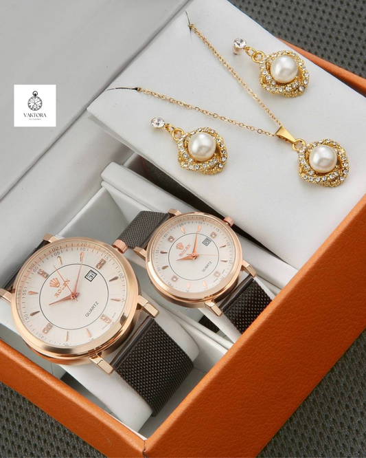 Elegance Duo Çift Saat ve Takı Seti